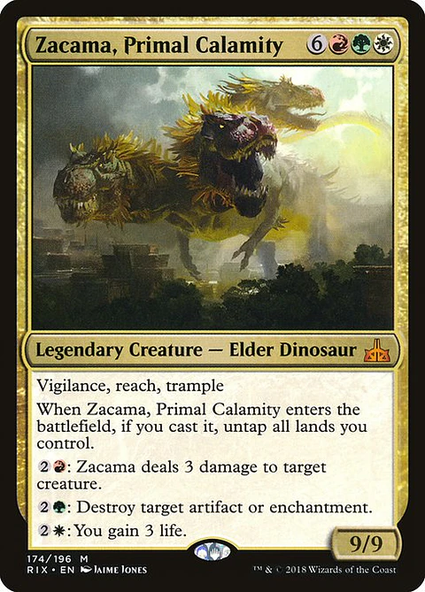 Carta Magic - FOIL Zacama, Primal Calamity - Idioma: Español - Edicion: Rivals of Ixalan