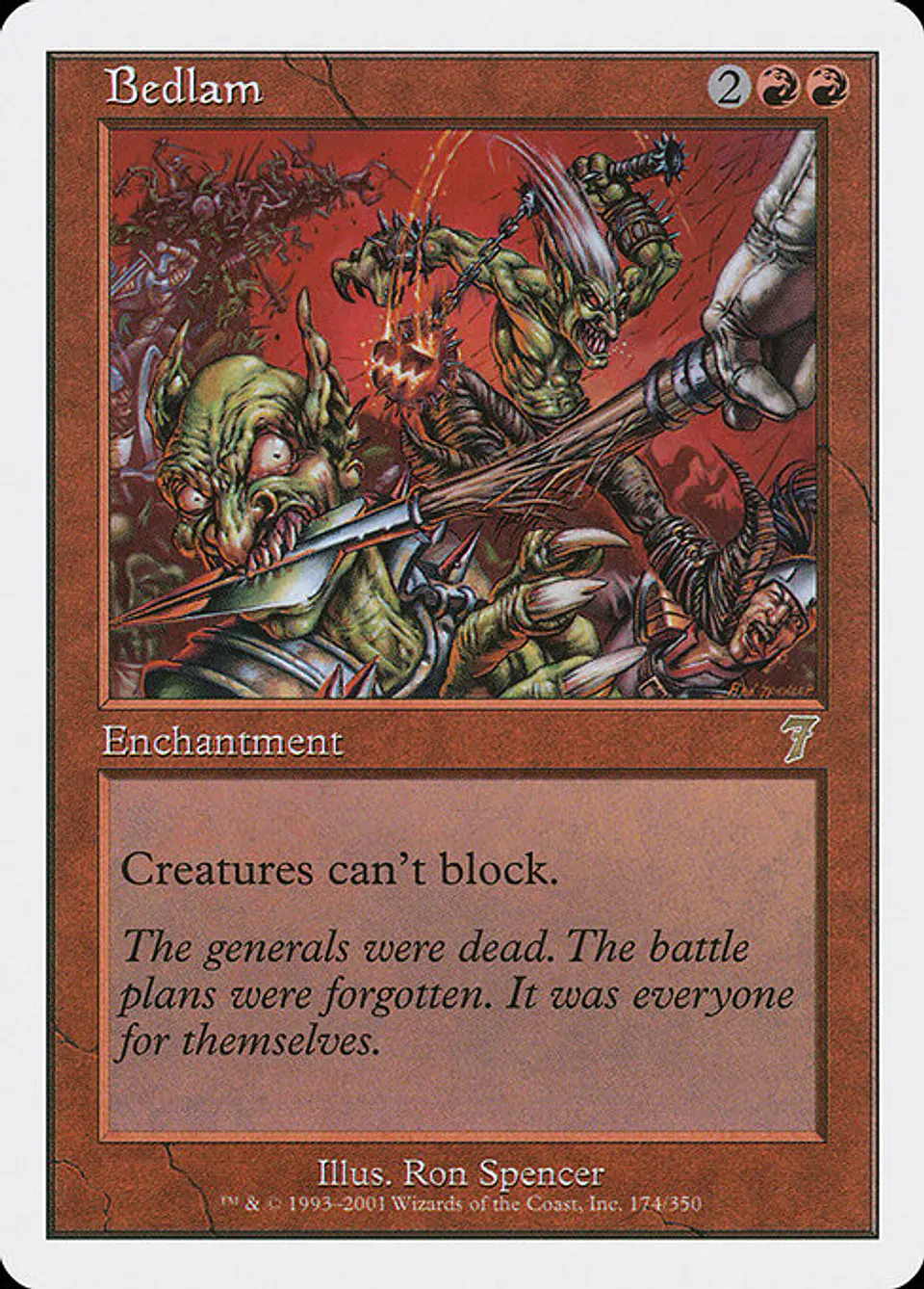 Carta Magic - Bedlam - Idioma: Ingles - Edicion: Seventh Edition 1