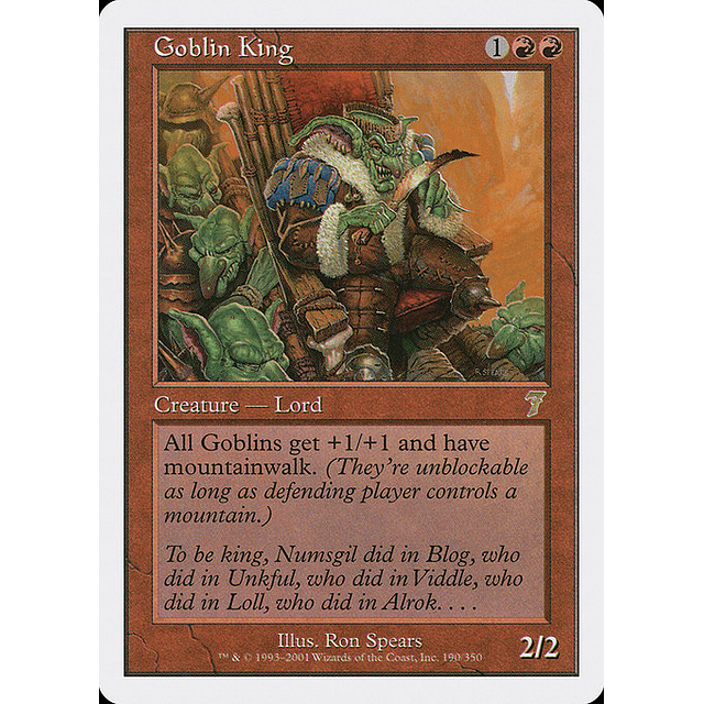 Carta Magic - Goblin King - Idioma: Ingles - Edicion: Seventh Edition