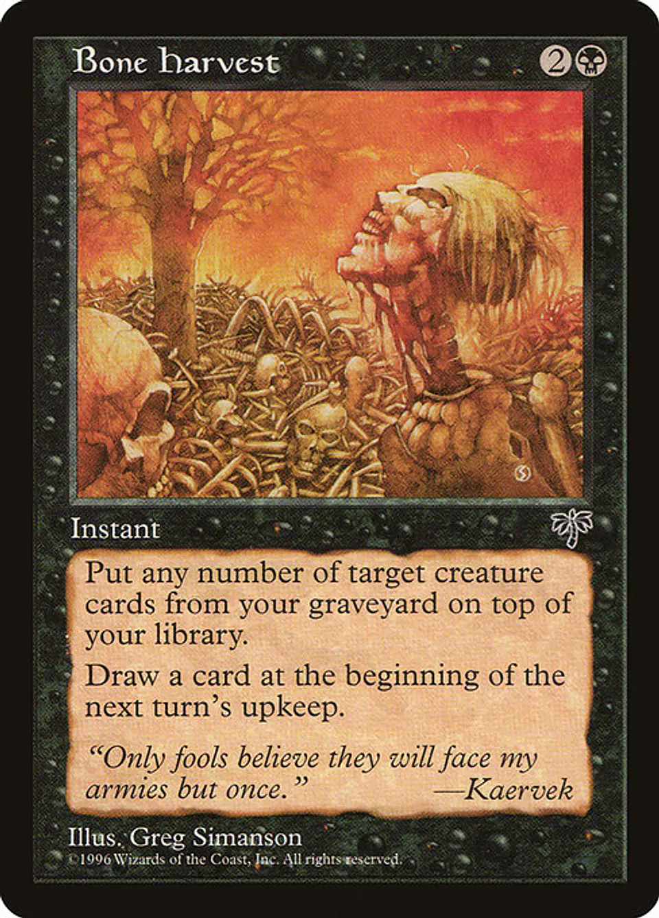 Carta Magic - Bone Harvest - Idioma: Ingles - Edicion: Mirage 1