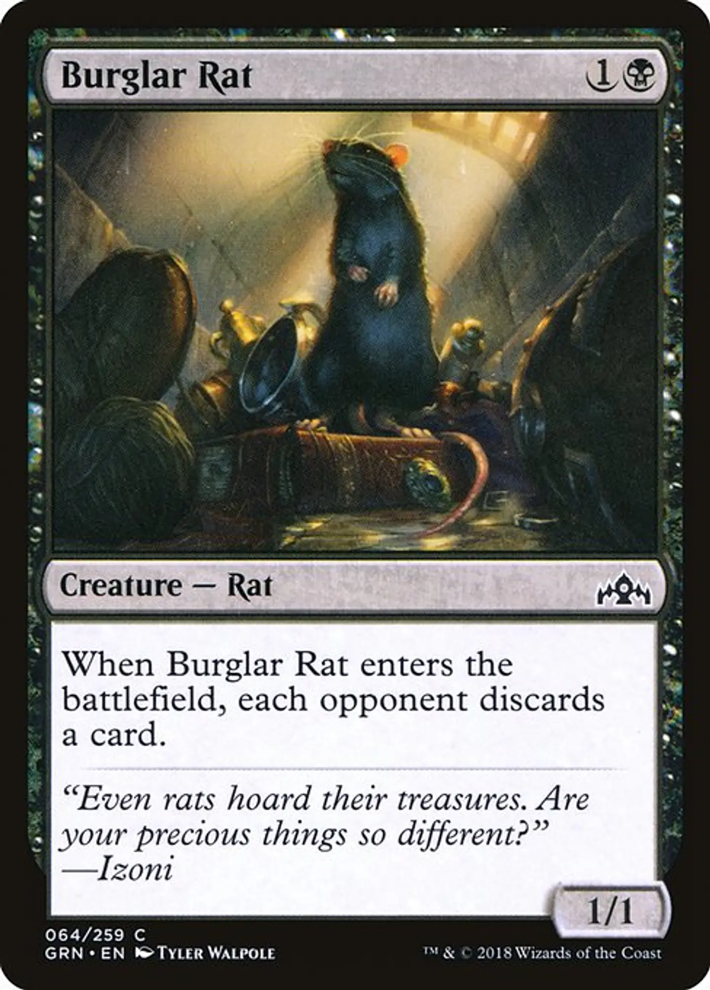 Carta Magic - FOIL Burglar Rat - Idioma: Español - Edicion: Guilds of Ravnica 1