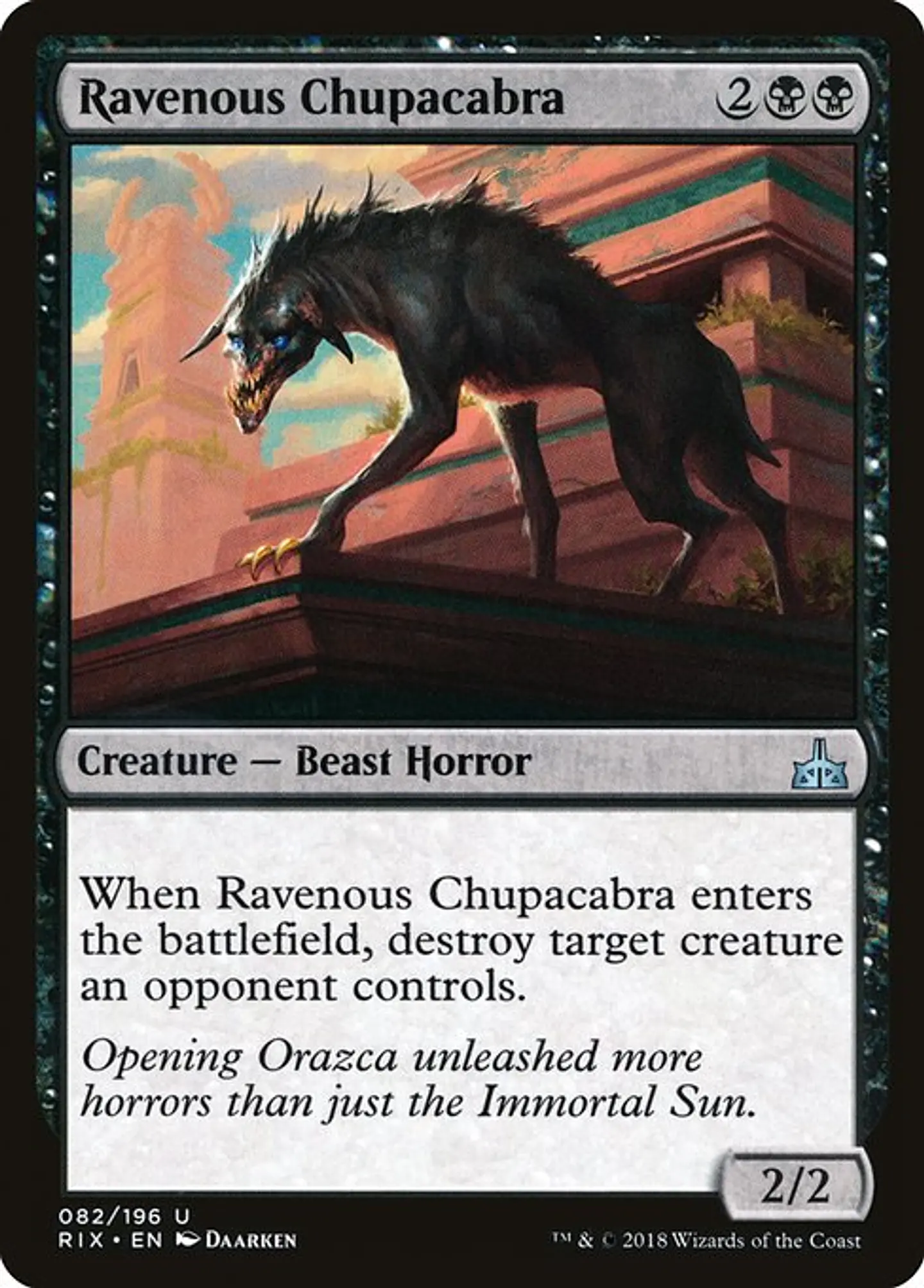 Carta Magic - Ravenous Chupacabra - Idioma: Español - Edicion: Rivals of Ixalan 1
