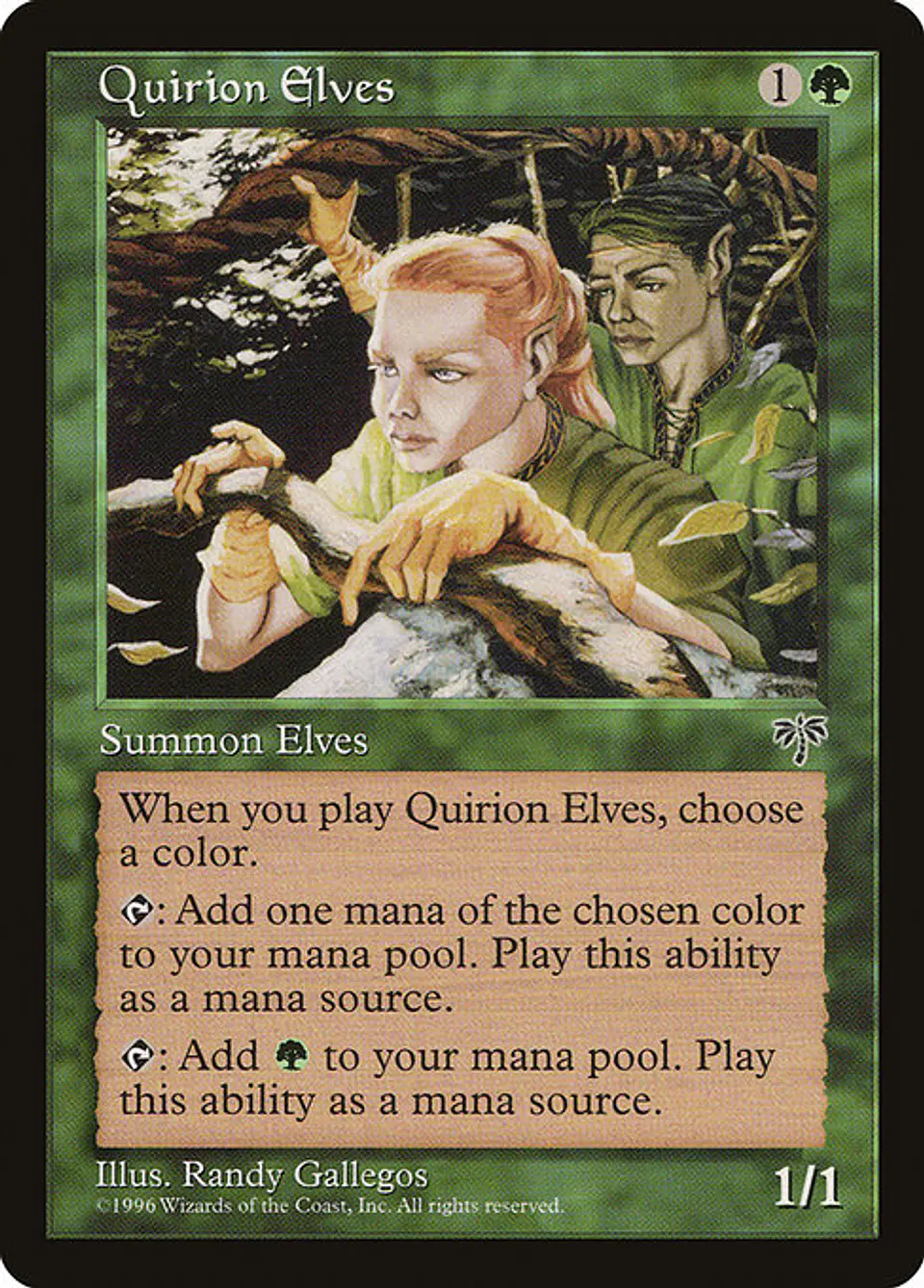 Carta Magic - Quirion Elves - Idioma: Ingles - Edicion: Mirage 1