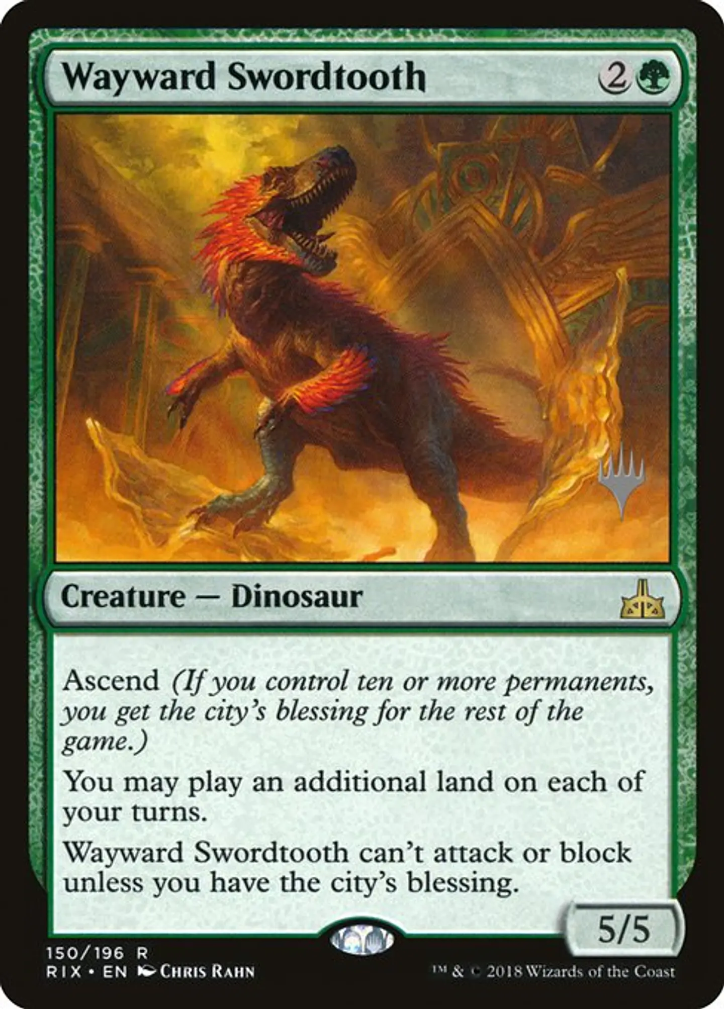Carta Magic - Wayward Swordtooth - Idioma: Ingles - Edicion: Rivals of Ixalan Promos 1