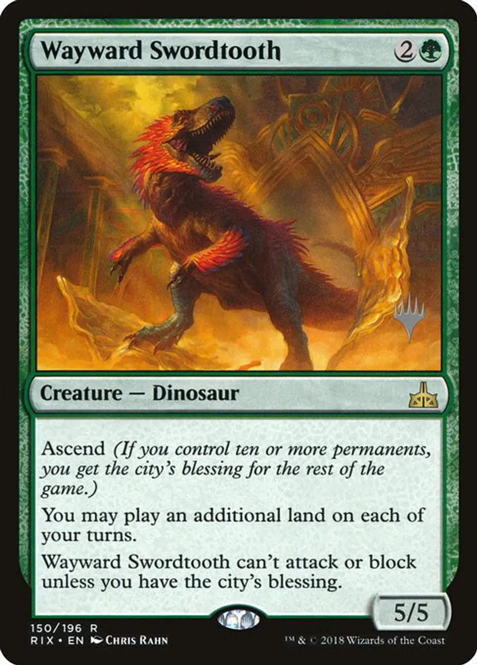 Carta Magic - Wayward Swordtooth - Idioma: Ingles - Edicion: Rivals of Ixalan Promos 1