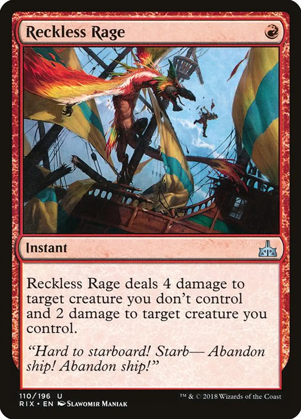 Carta Magic - Reckless Rage - Idioma: Español - Edicion: Rivals of Ixalan 1