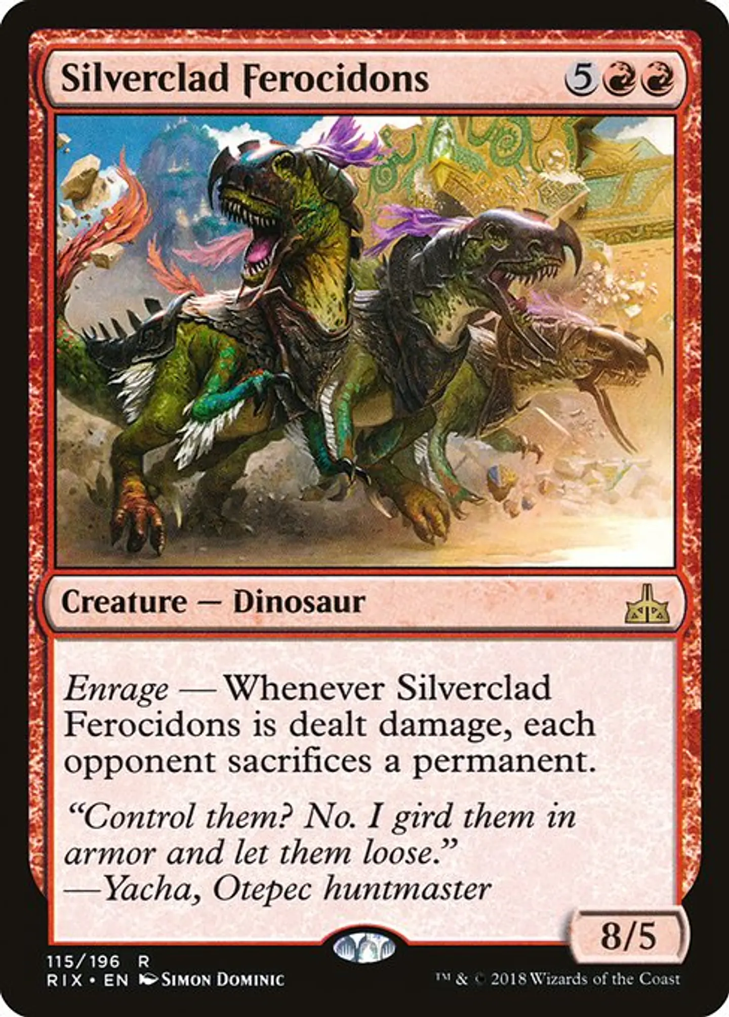 Carta Magic - Silverclad Ferocidons - Idioma: Español - Edicion: Rivals of Ixalan 1