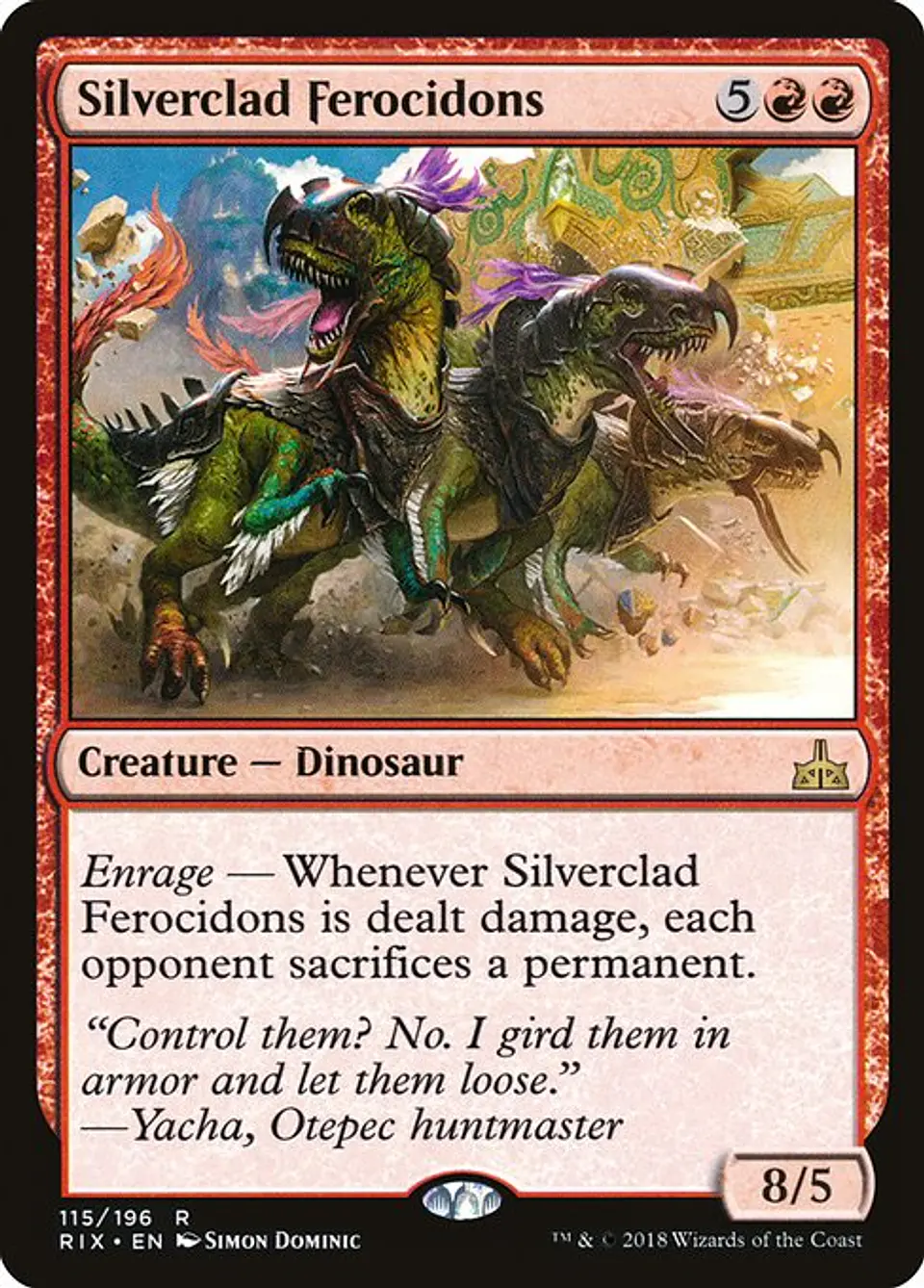 Carta Magic - Silverclad Ferocidons - Idioma: Español - Edicion: Rivals of Ixalan 1