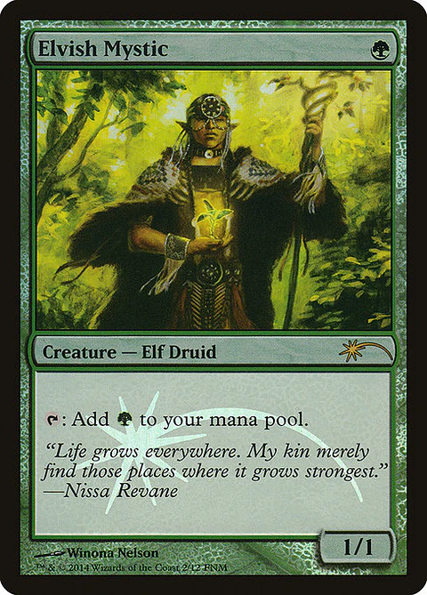 Carta Magic - FOIL Elvish Mystic - Idioma: Español - Edicion: Friday Night Magic 2014