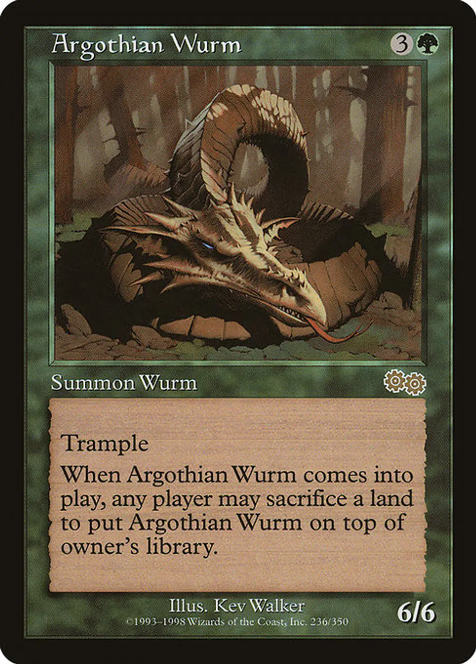 Carta Magic - Argothian Wurm - Idioma: Ingles - Edicion: Urza's Saga 1