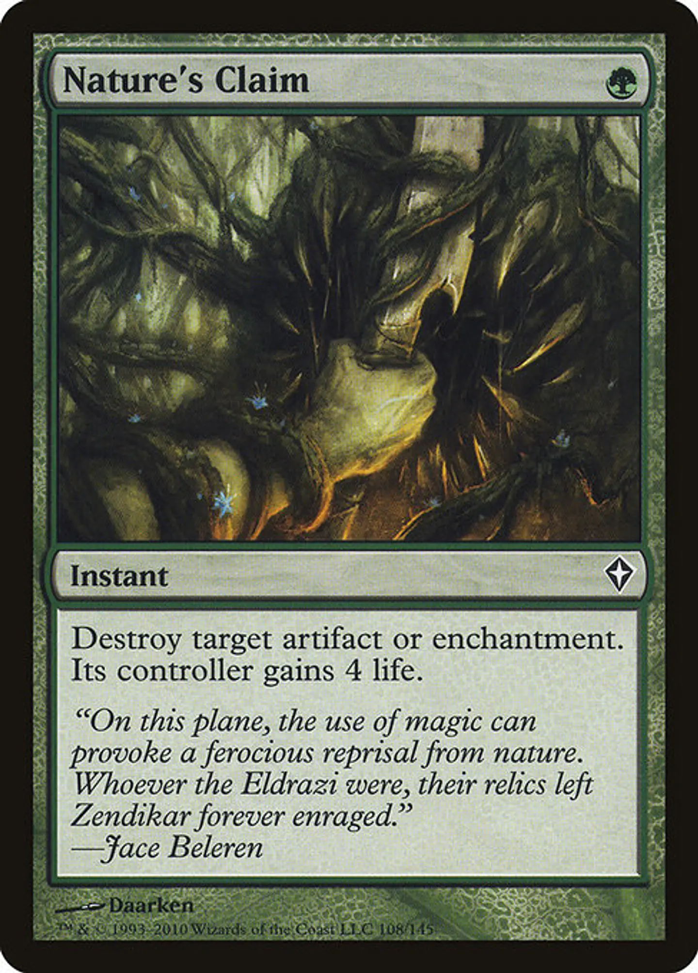 Carta Magic - Nature's Claim - Idioma: Español - Edicion: Worldwake 1