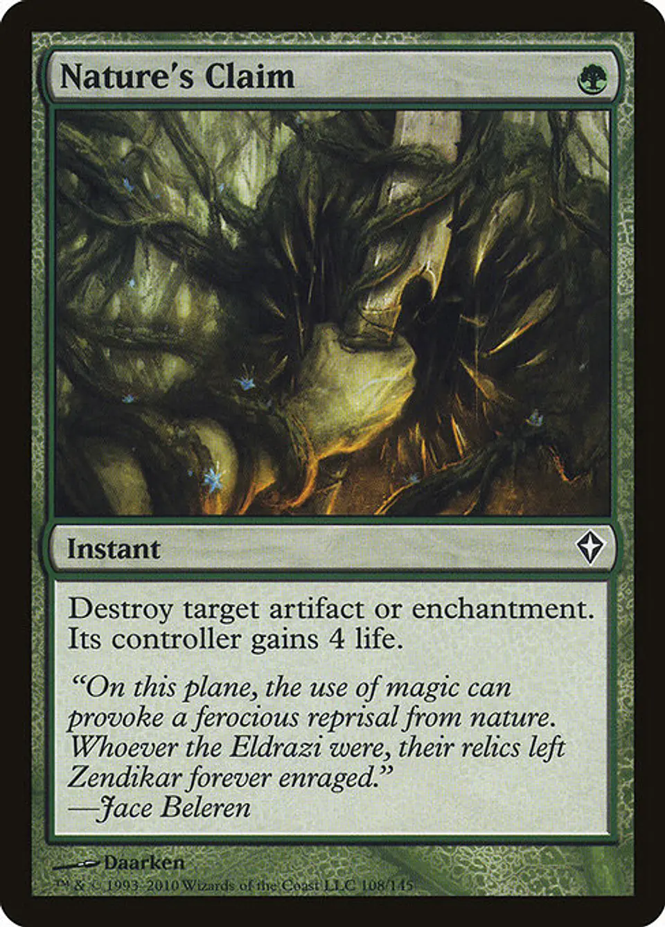 Carta Magic - Nature's Claim - Idioma: Español - Edicion: Worldwake 1