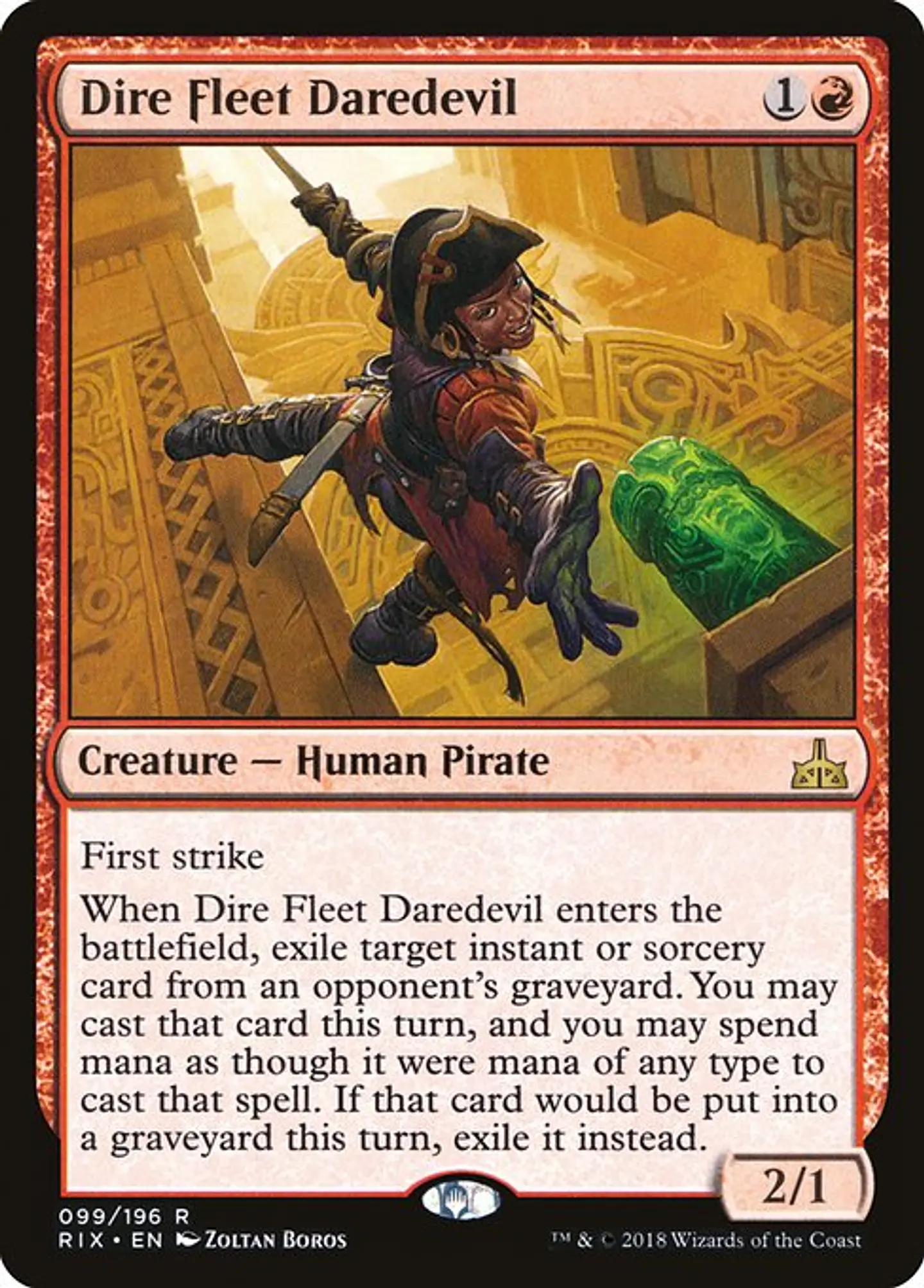 Carta Magic - Dire Fleet Daredevil - Idioma: Español - Edicion: Rivals of Ixalan 1