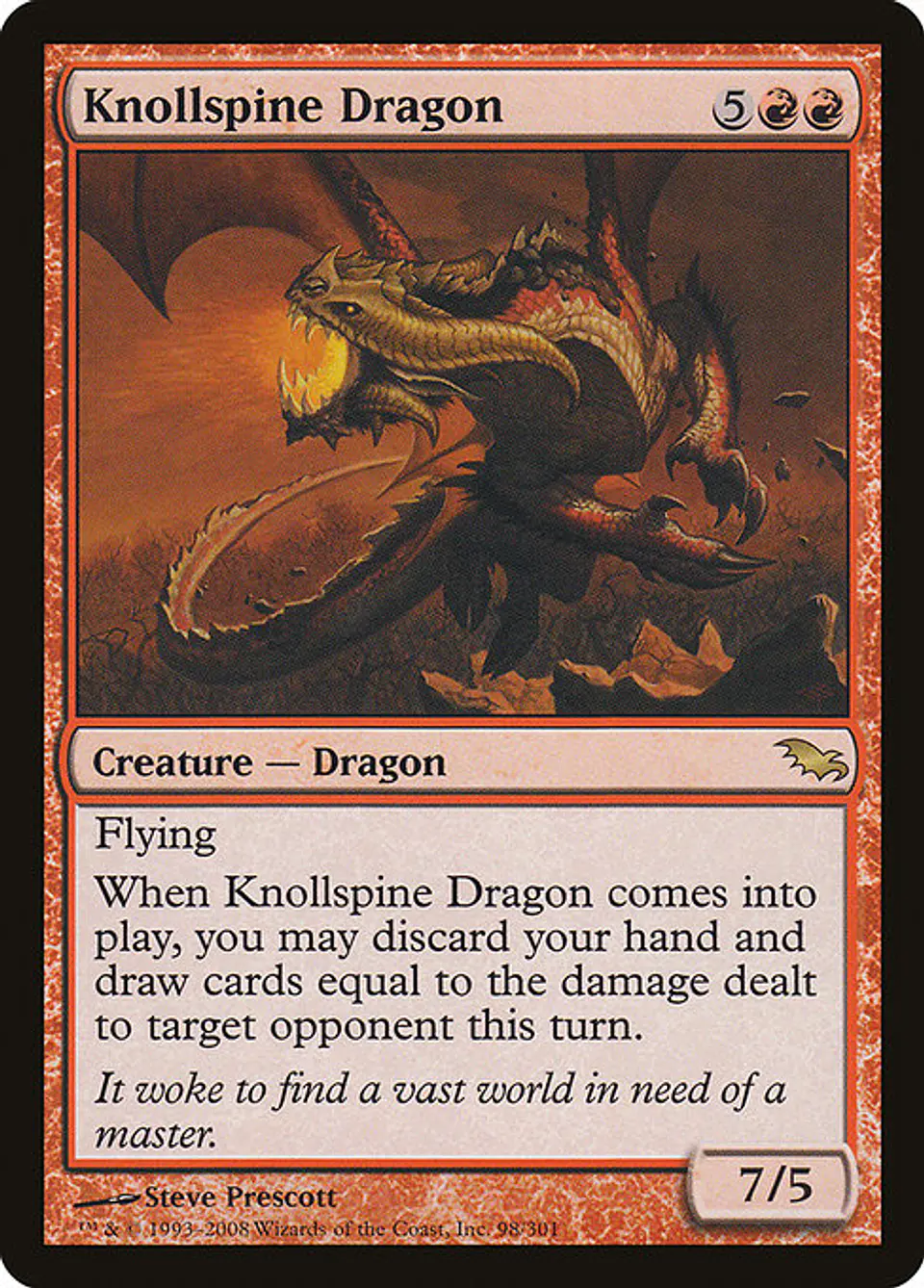 Carta Magic - Knollspine Dragon - Idioma: Español - Edicion: Shadowmoor 1