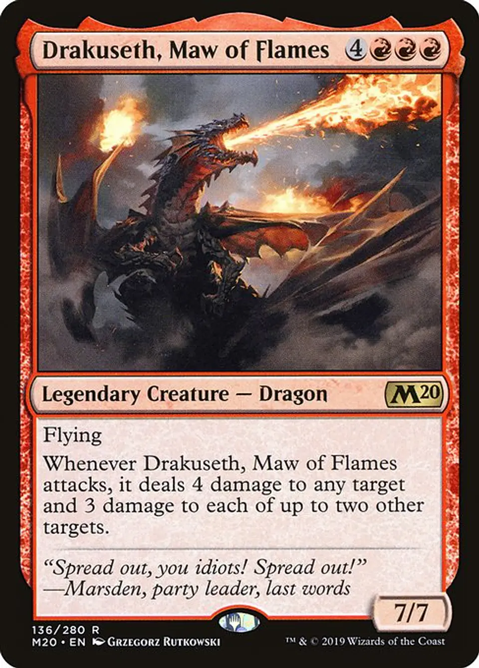 Carta Magic - Drakuseth, Maw of Flames - Idioma: Ingles - Edicion: Core Set 2020 1