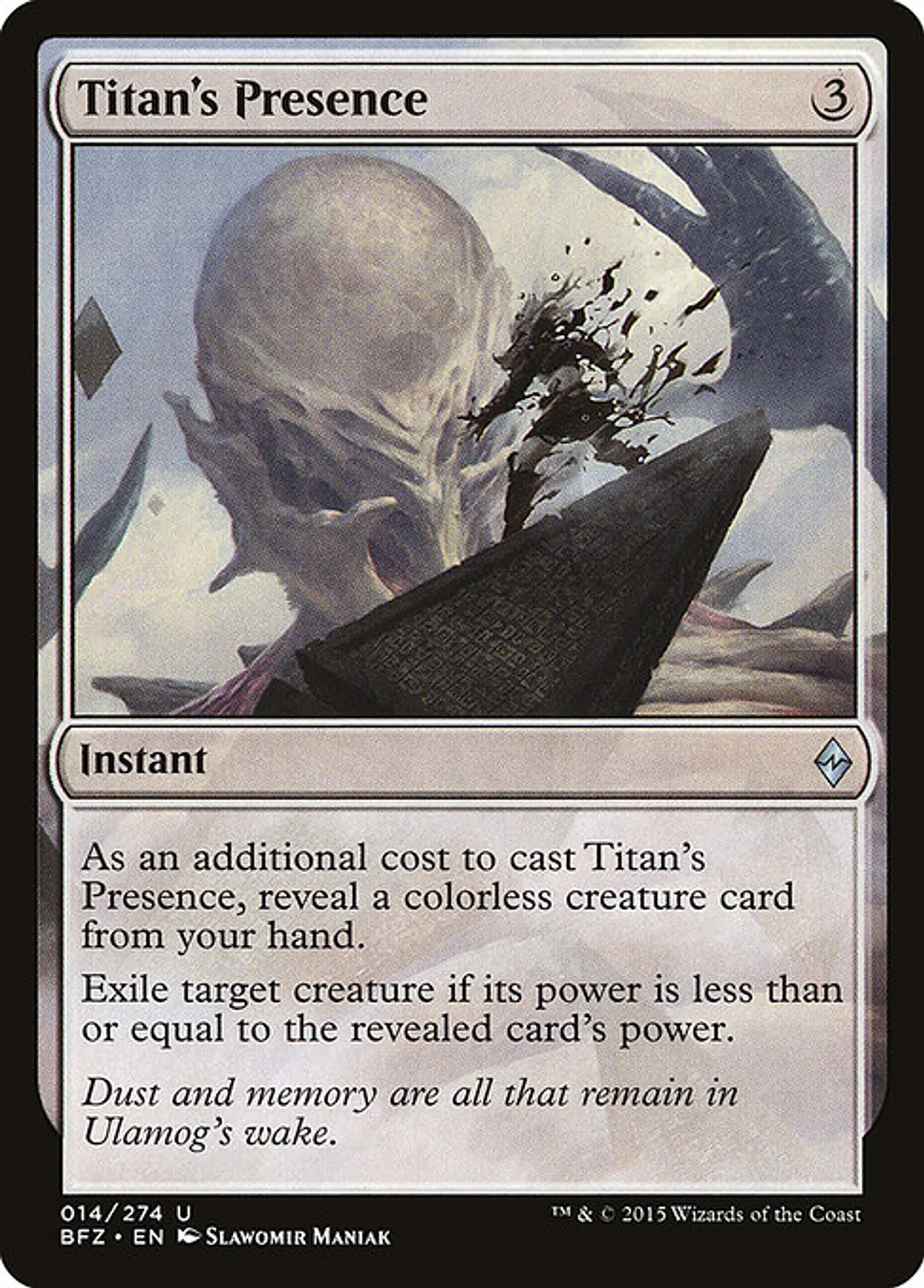 Carta Magic - FOIL Titan's Presence - Idioma: Español - Edicion: Battle for Zendikar 1