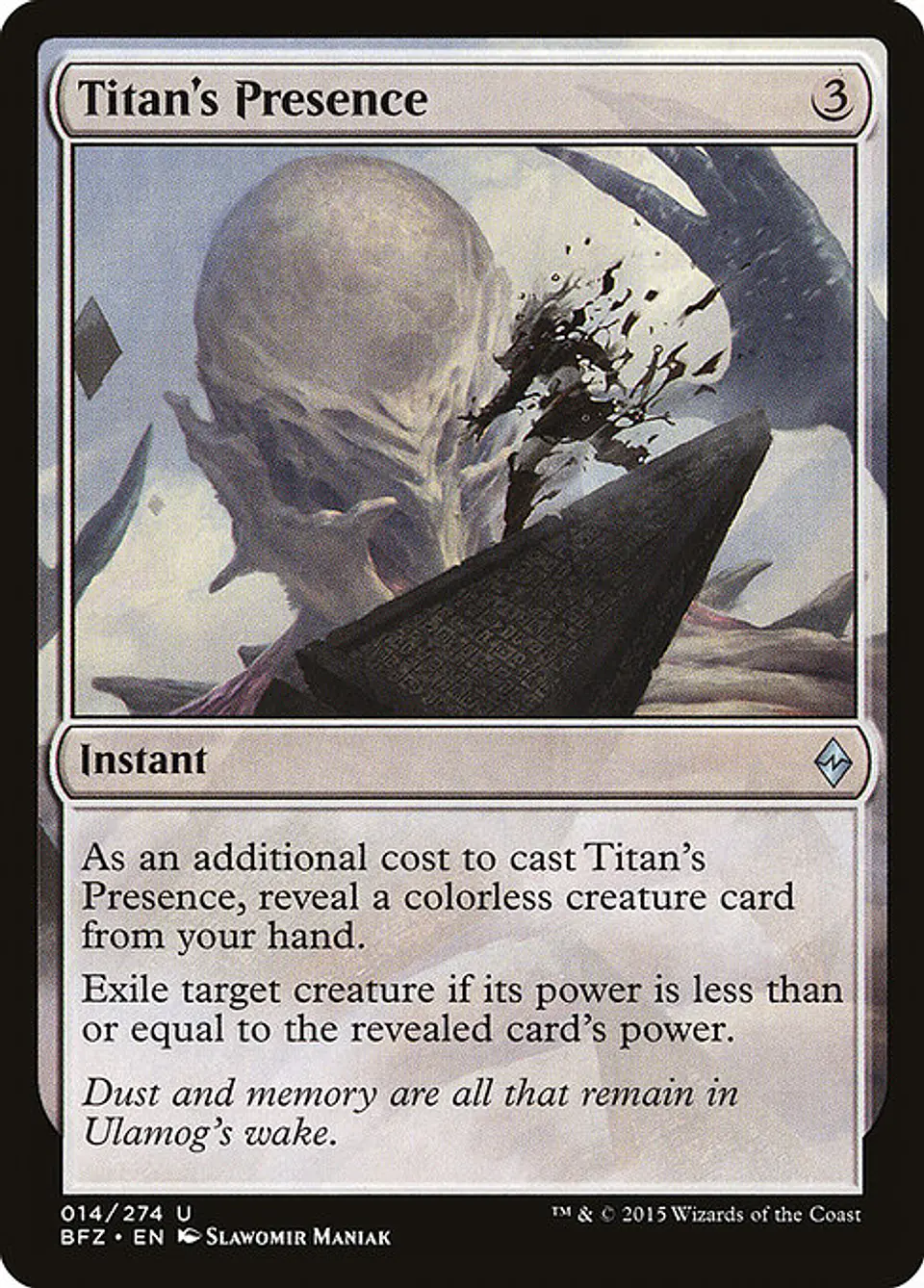 Carta Magic - FOIL Titan's Presence - Idioma: Español - Edicion: Battle for Zendikar 1