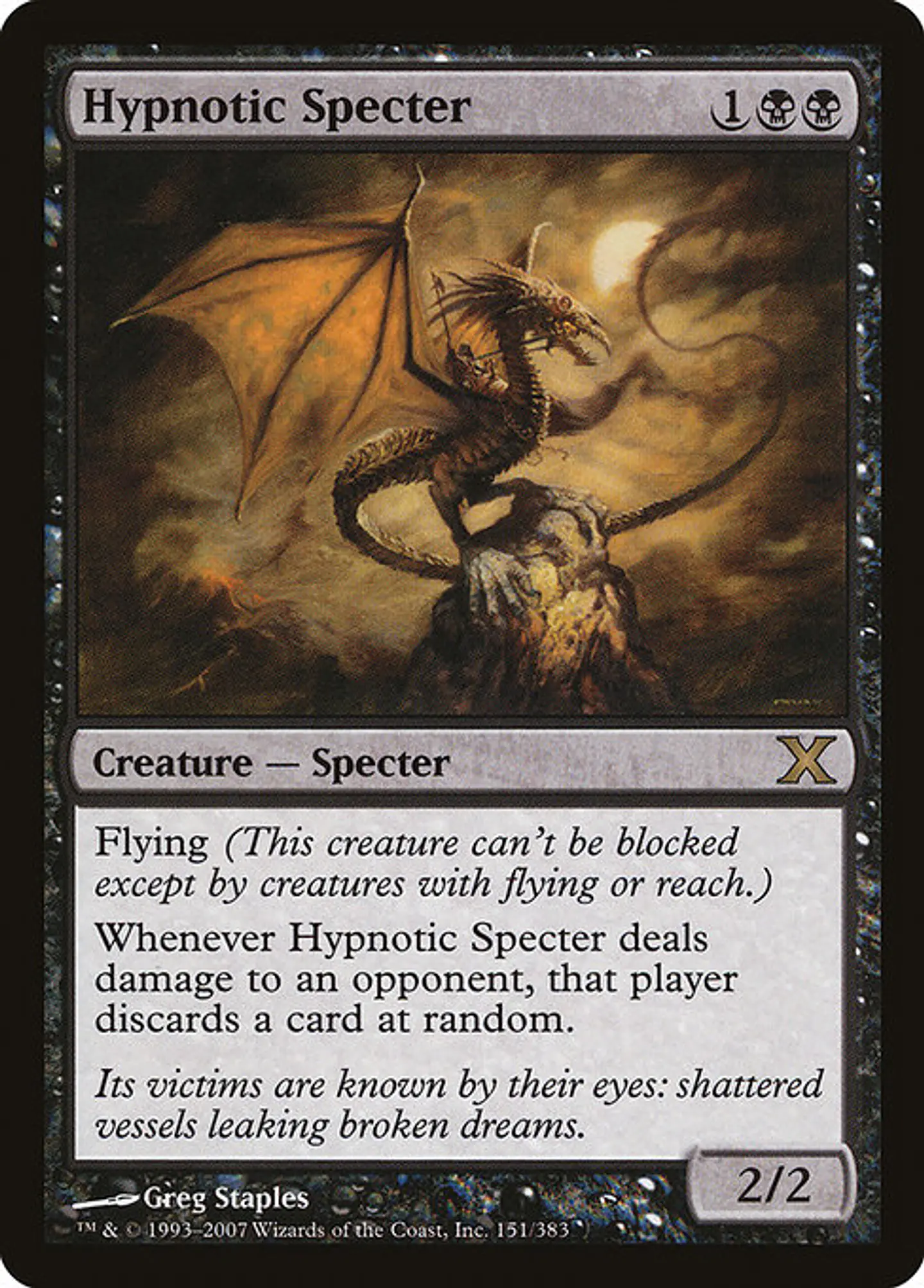 Carta Magic - Hypnotic Specter - Idioma: Español - Edicion: Tenth Edition 1
