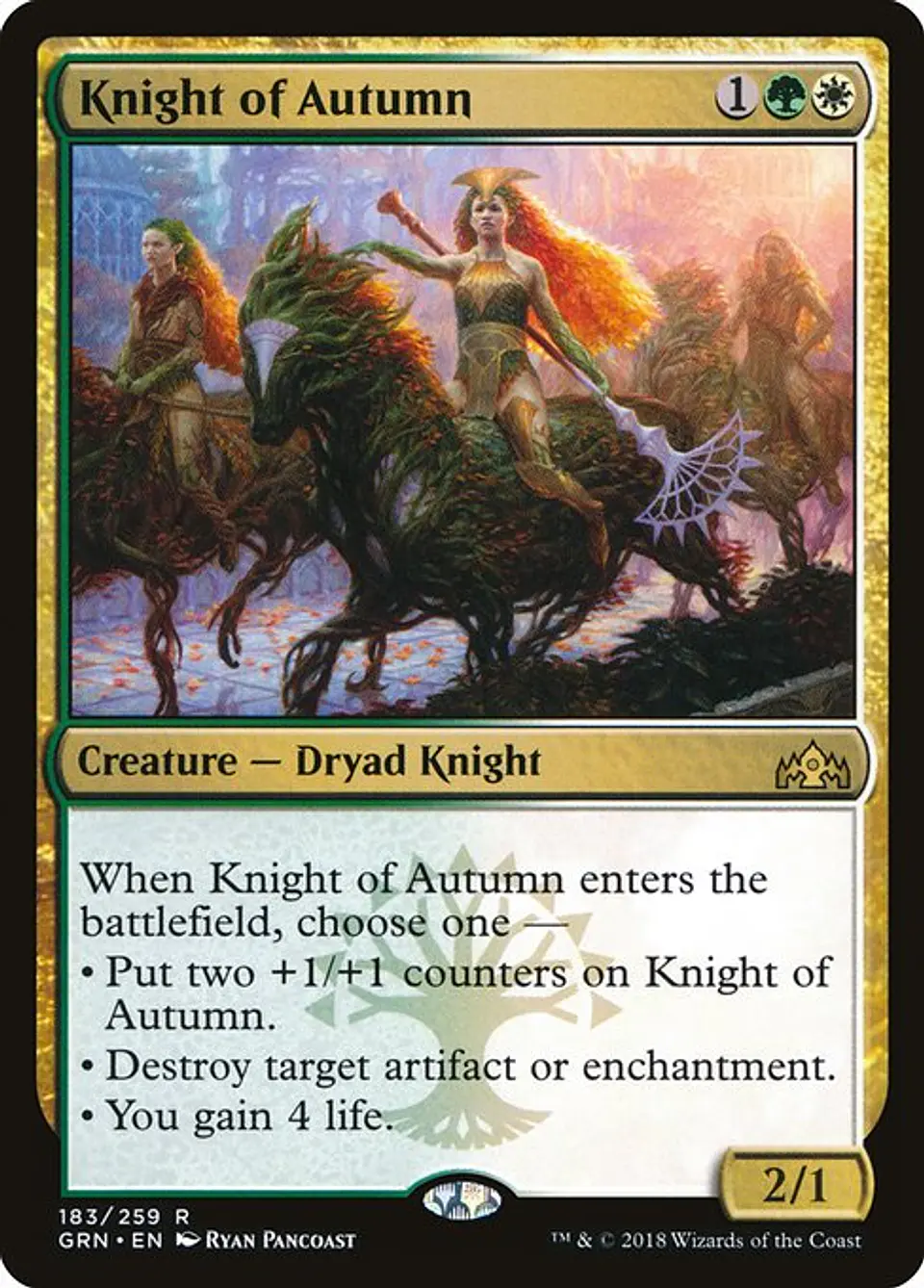 Carta Magic - Knight of Autumn - Idioma: Español - Edicion: Guilds of Ravnica 1