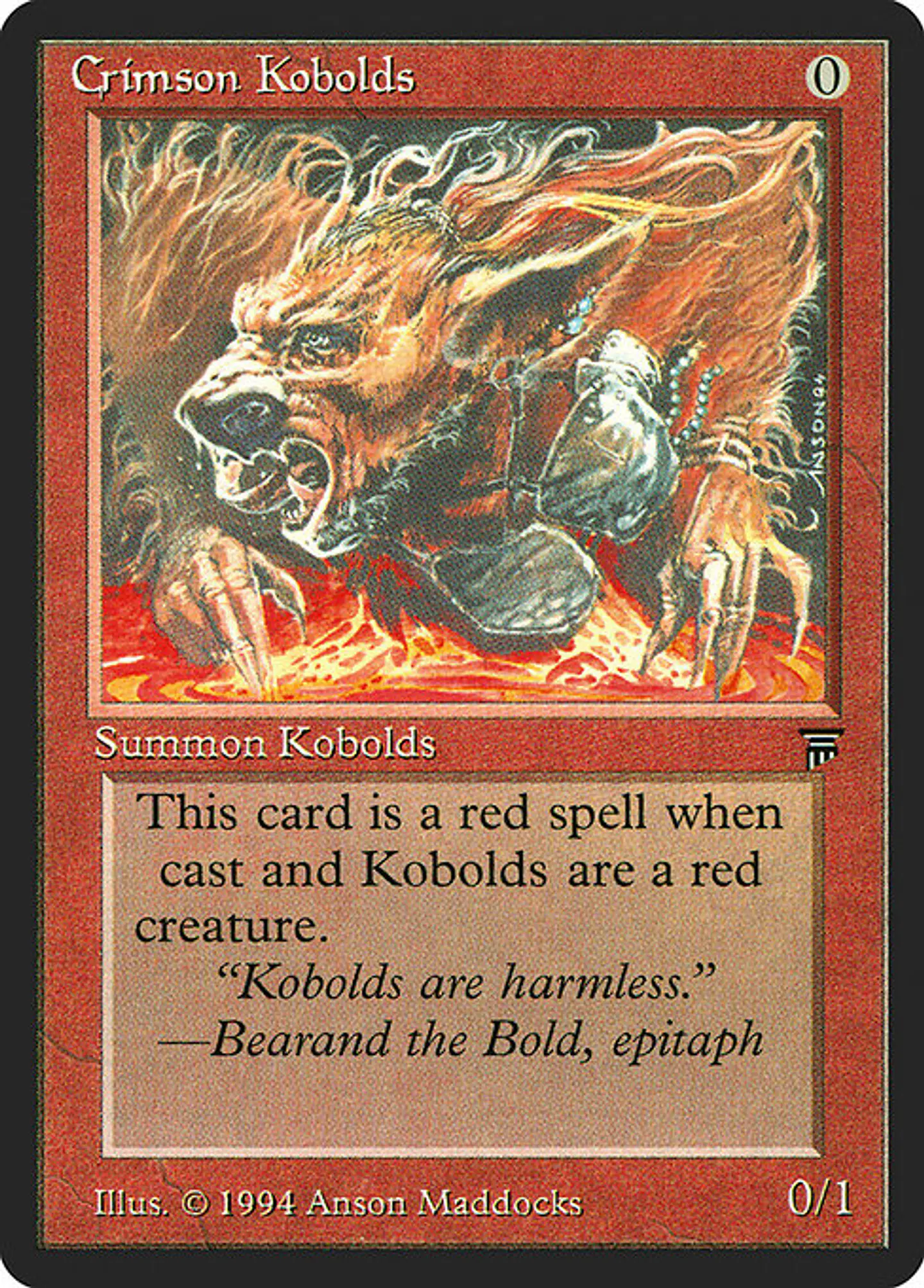 Carta Magic - Crimson Kobolds - Idioma: Ingles - Edicion: Legends 1