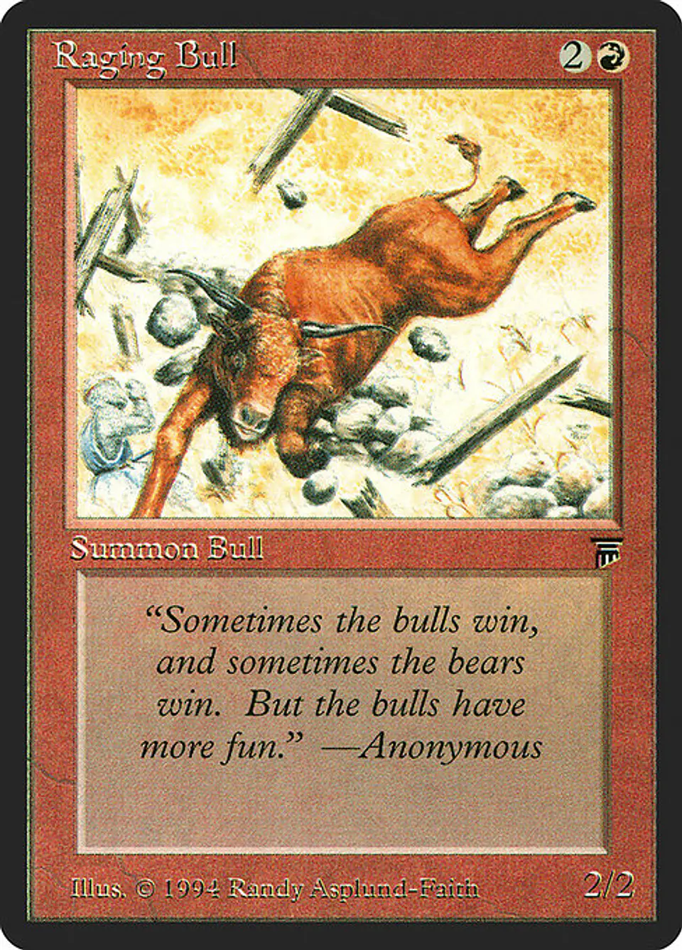 Carta Magic - Raging Bull - Idioma: Ingles - Edicion: Legends 1
