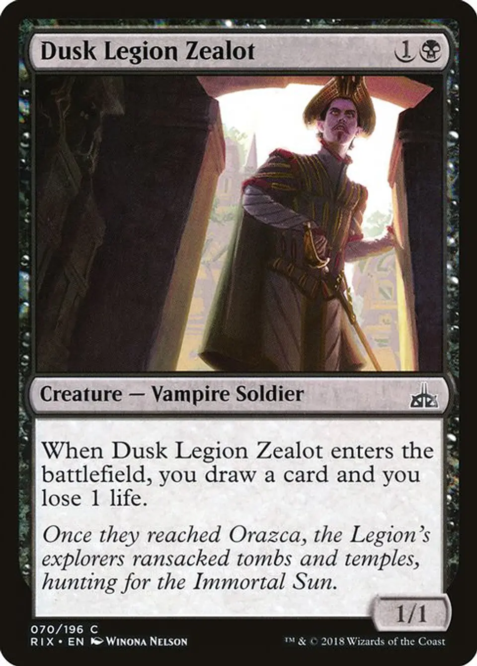 Carta Magic - FOIL Dusk Legion Zealot - Idioma: Español - Edicion: Rivals of Ixalan 1