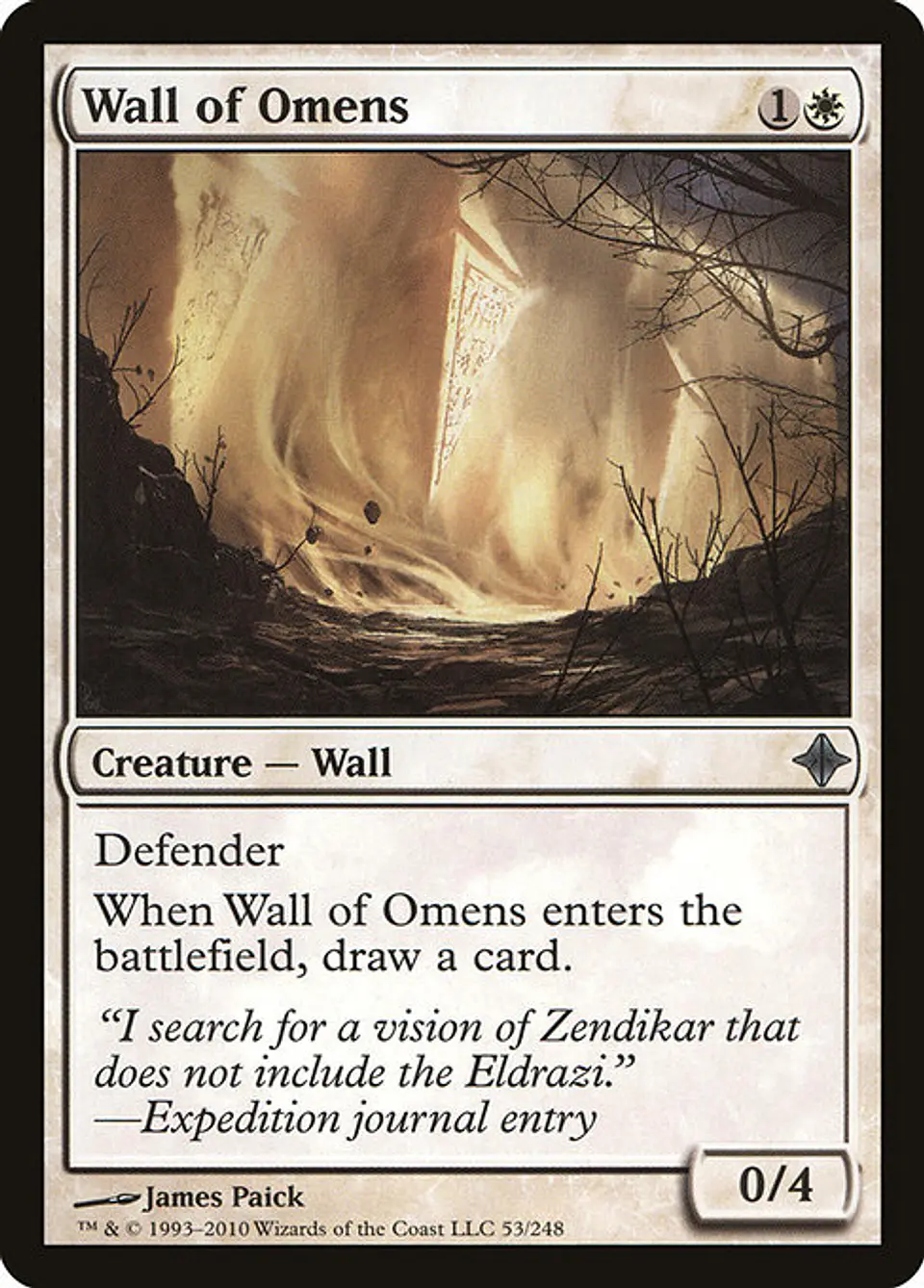 Carta Magic - Wall of Omens - Idioma: Español - Edicion: Rise of the Eldrazi 1