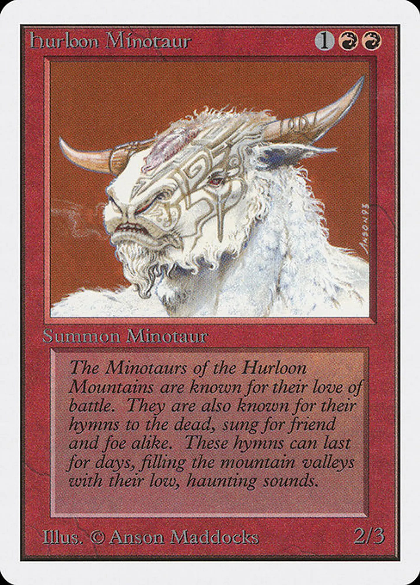 Carta Magic - Hurloon Minotaur - Idioma: Ingles - Edicion: Unlimited Edition 1
