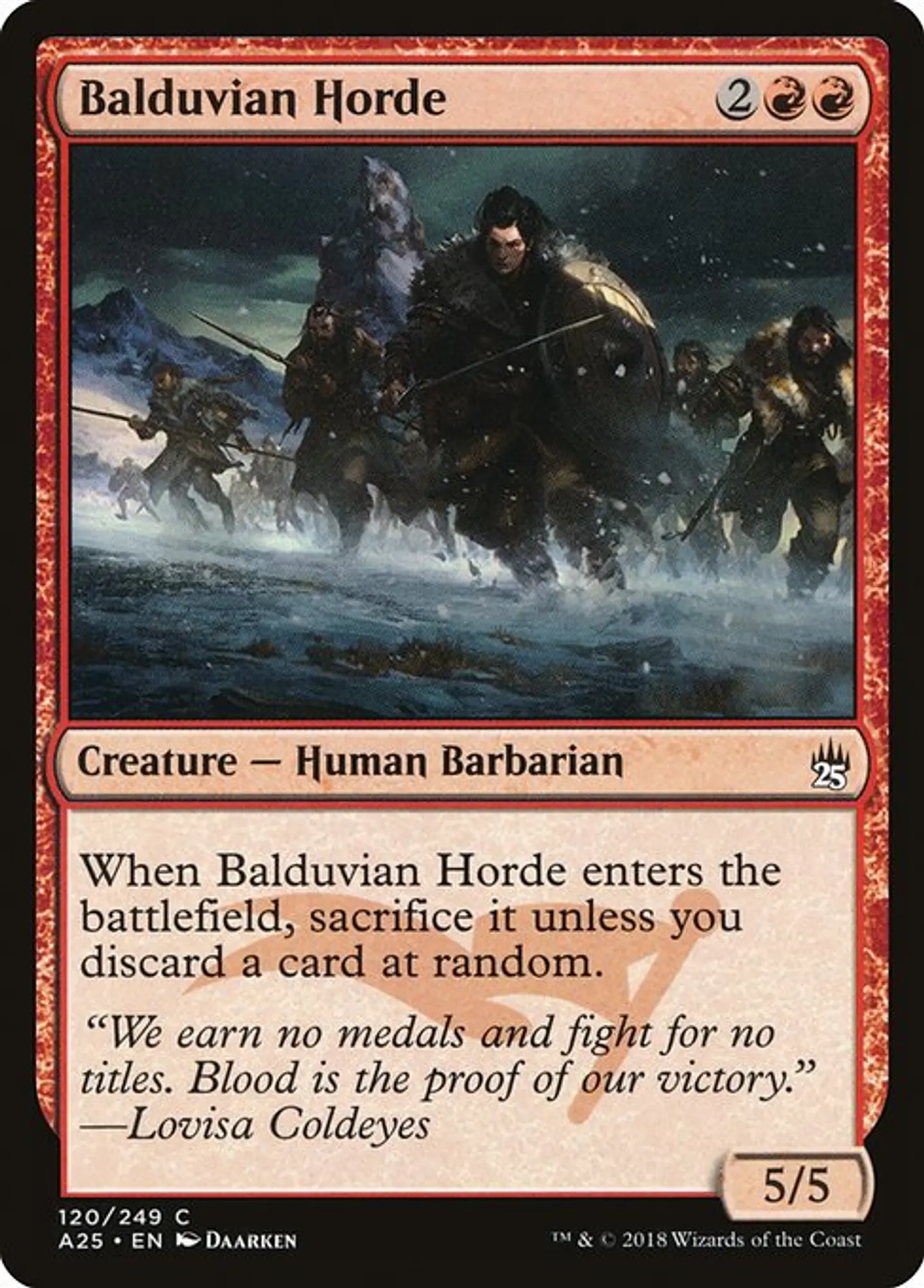Carta Magic - FOIL Balduvian Horde - Idioma: Ingles - Edicion: Masters 25 1