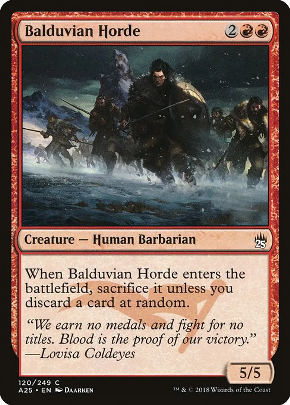 Carta Magic - FOIL Balduvian Horde - Idioma: Ingles - Edicion: Masters 25 1