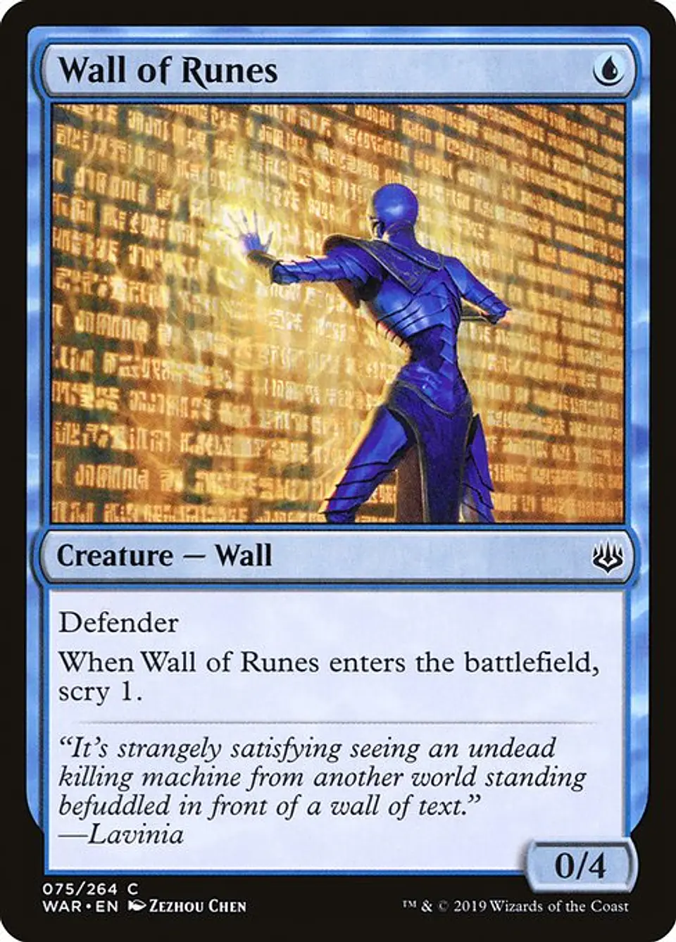 Carta Magic - FOIL Wall of Runes - Idioma: Espa–ol - Edicion: War of the Spark 1