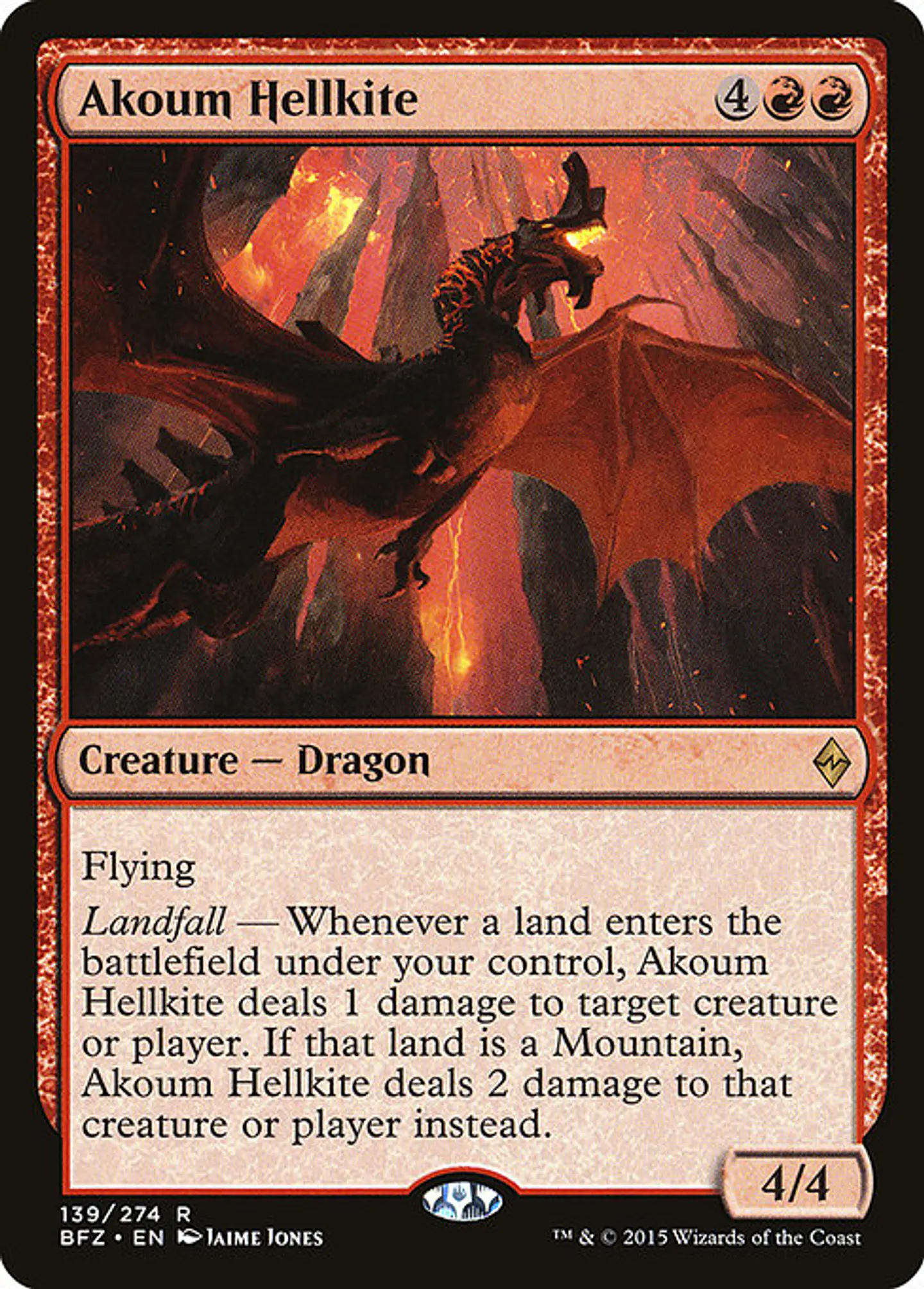 Carta Magic - FOIL Akoum Hellkite - Idioma: Ingles - Edicion: Battle for Zendikar 1