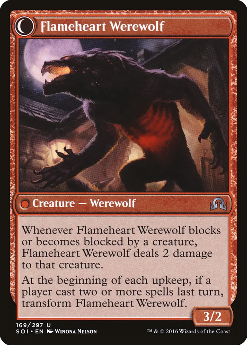 Carta Magic - FOIL Flameheart Werewolf - Idioma: Ingles - Edicion: Shadows over Innistrad 1