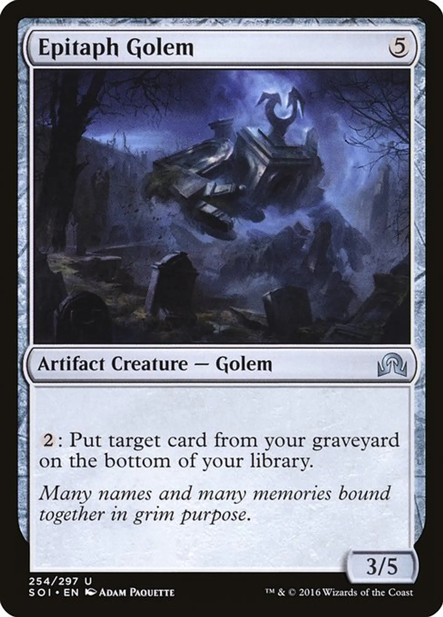 Carta Magic - FOIL Epitaph Golem - Idioma: Ingles - Edicion: Shadows over Innistrad 1