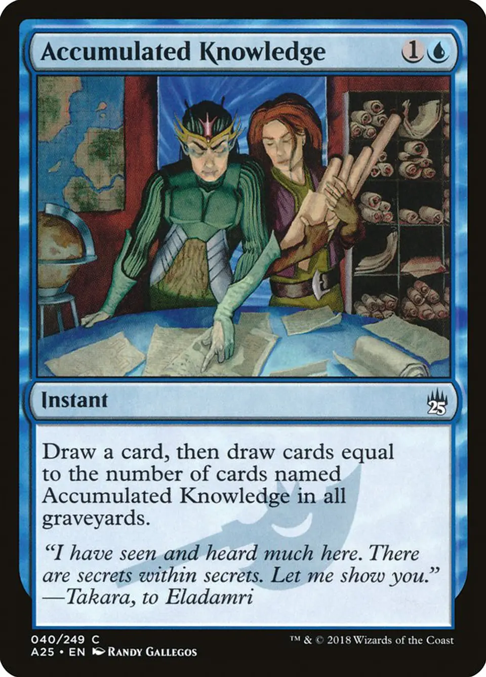 Carta Magic - Accumulated Knowledge - Idioma: Ingles - Edicion:Master 25 1