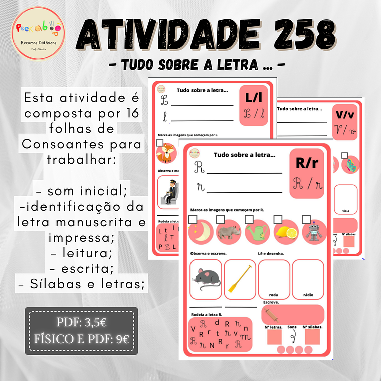 Atividade 258 - Tudo sobre a letra ... - Físico e PDF 1