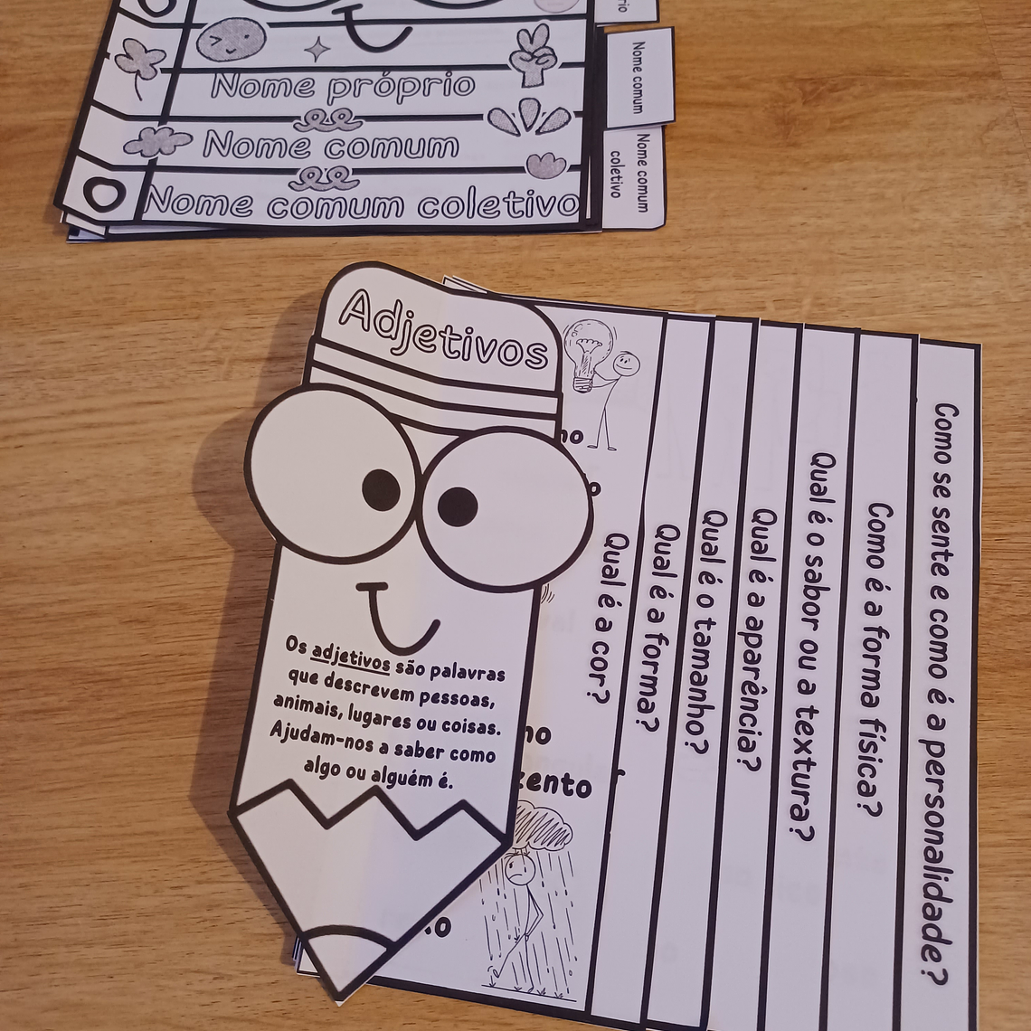 Atividade 712 - Flipbook dos nomes próprios, comuns e comuns coletivos e flipbook de adjetivos - PDF 1