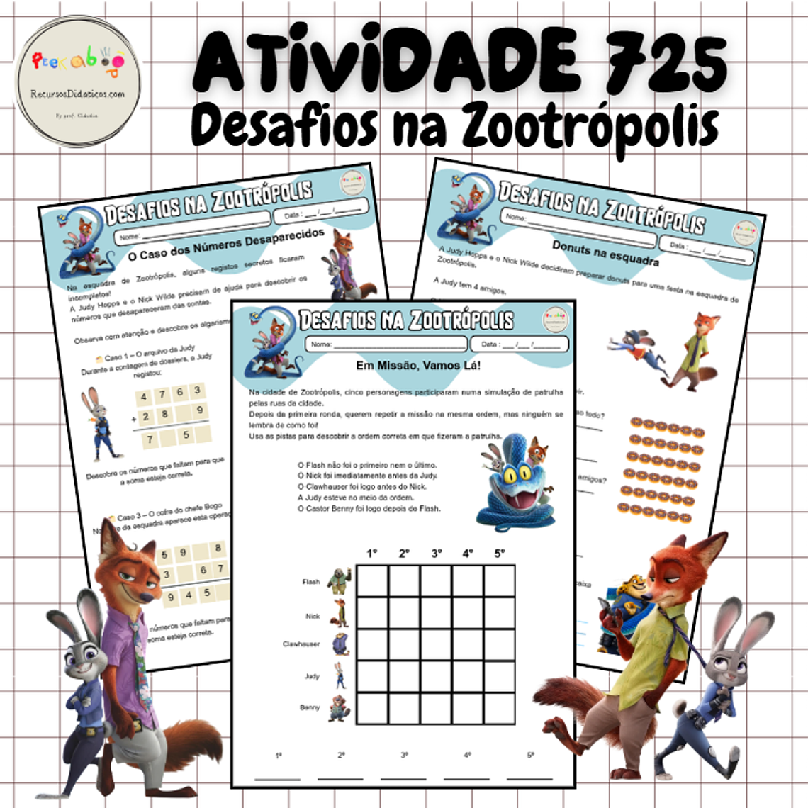 Atividade 725- Desafios na Zootrópolis- 3º e 4º ano - PDF 1