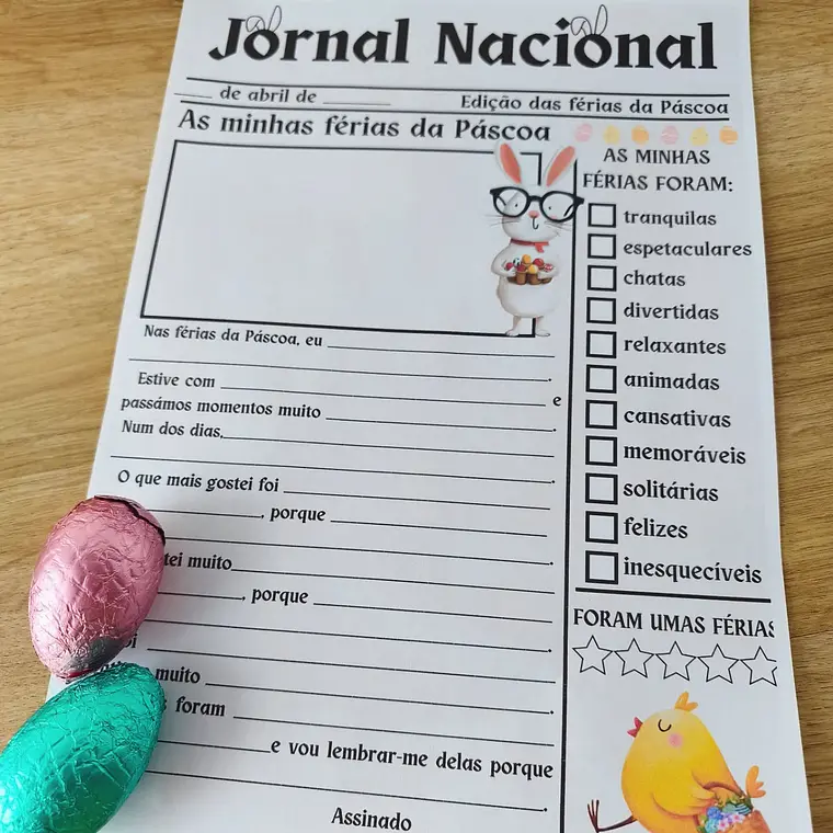 Atividade 771- Jornal sobre as férias da Páscoa - PDF 1