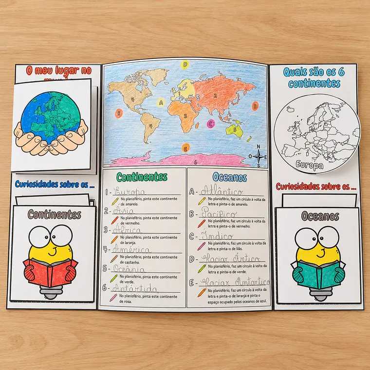 Atividade 721 - Flipbook sobre continentes e oceanos - PDF 2