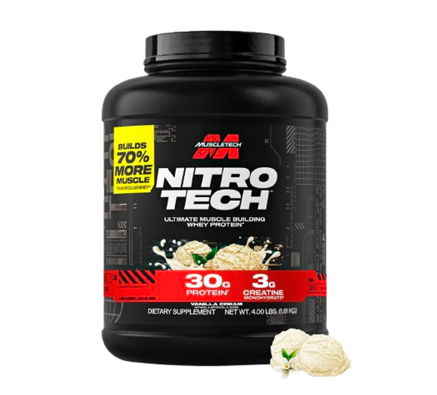 Proteína Whey MuscleTech Nitro-Tech 4lb - Sabor Vainilla 1