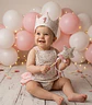  Conjunto corona cumpleaños y ranita Florecitas muselina - Miniatura 4