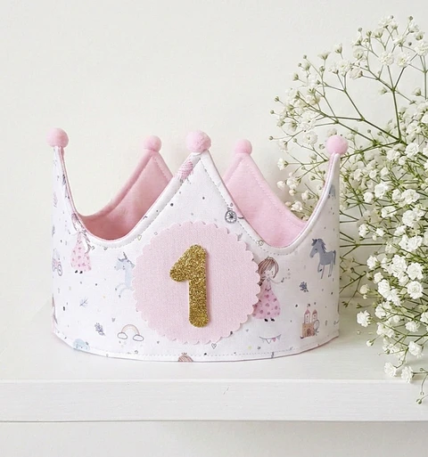 Corona de cumpleaños Unicornios y princesas 