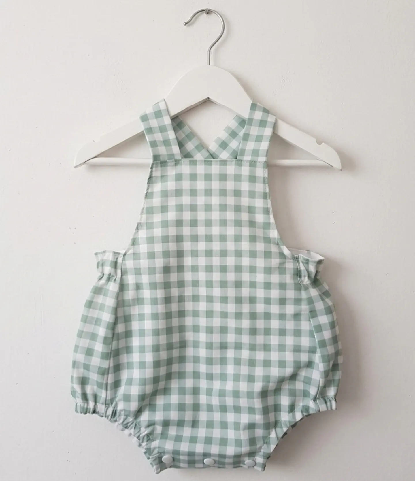  Conjunto corona cumpleaños y peto Vichy mint 2