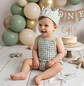  Conjunto corona cumpleaños y peto Vichy mint - Miniatura 4