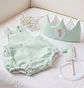  Conjunto corona cumpleaños y peto muselina mint - Miniatura 1