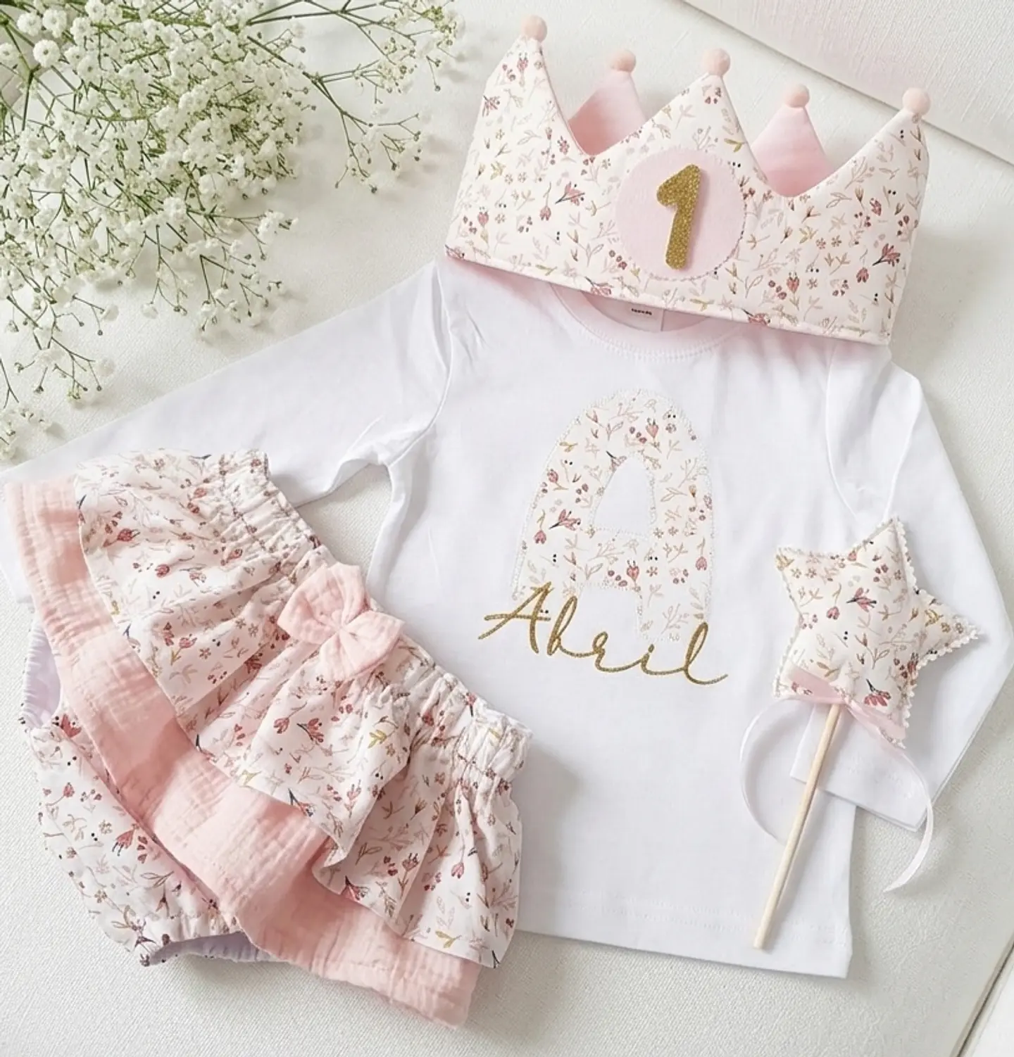  Conjunto cumpleaños Florecitas pastel 1