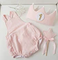  Conjunto corona cumpleaños y peto muselina rosa bebé  - Miniatura 1