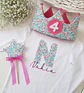  Conjunto corona de cumpleaños y camiseta Flores fucsia - Miniatura 1