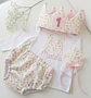  Conjunto cumpleaños Muselina florecitas pastel  - Miniatura 1